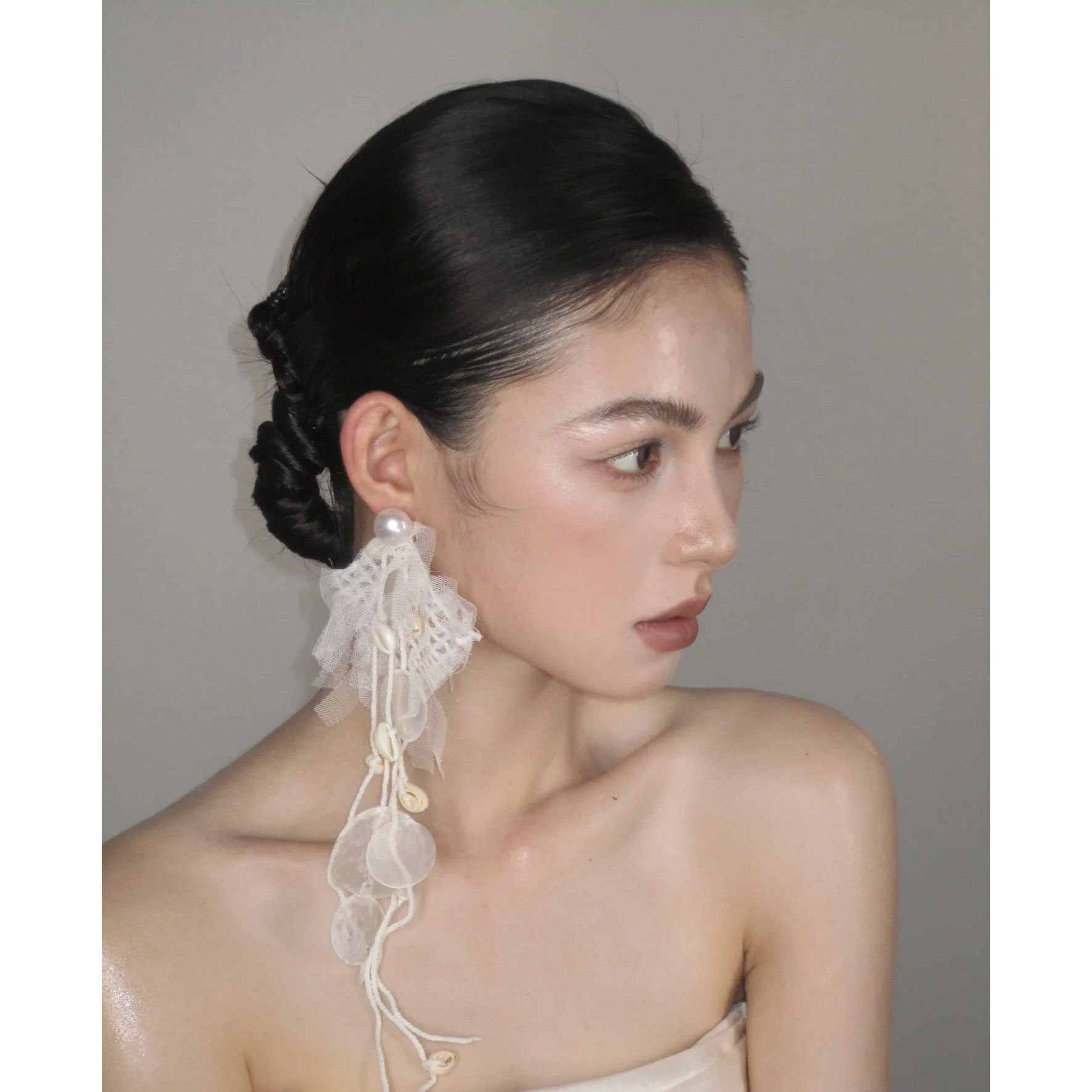 “贝曳风吟”超仙氛围感贝壳串珠耳环女长款小众新娘婚纱晚宴耳饰
