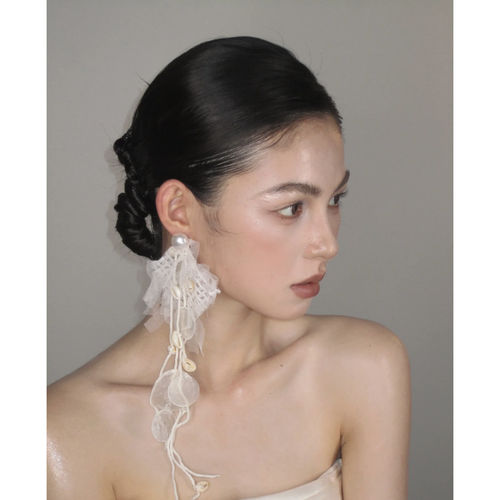 “贝曳风吟”超仙氛围感贝壳串珠耳环女长款小众新娘婚纱晚宴耳饰