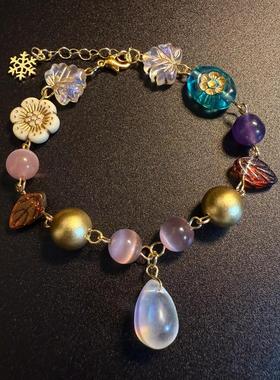 中古vintage月光石雪花串珠手链轻奢高级感独特小众设计手串手饰