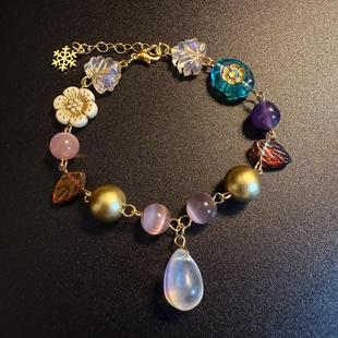 中古vintage月光石雪花串珠手链轻奢高级感独特小众设计手串手饰