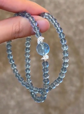 时尚海蓝宝白水晶双圈手串送礼