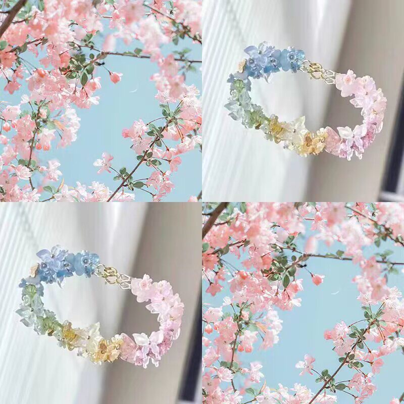 森系多巴胺精致手链可爱手饰彩色花朵蝴蝶串珠手串女2025春季新款