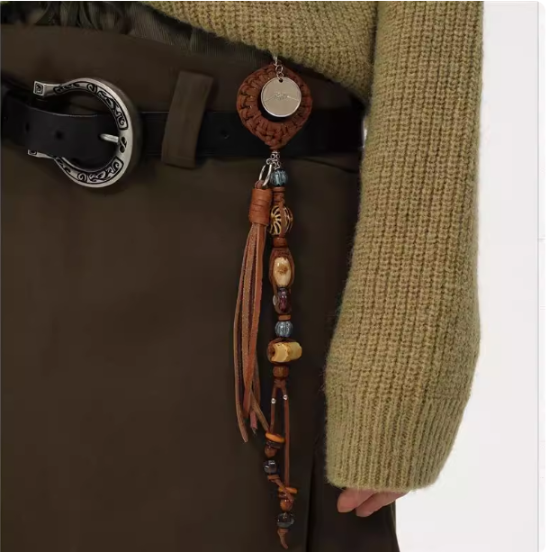 踪'Trace' ins风田栩宁同款珠链圆形挂饰裤链手工编织挂坠复古