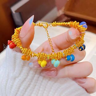 珐琅七彩葫芦盘缠手链女款黄金色手环轻奢小众精致多巴胺福禄手饰