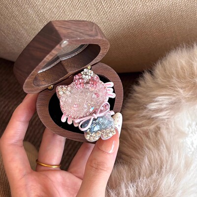 少女心！爆闪粉华子钻kt猫发夹女超甜美可爱刘海侧边夹发饰头饰品