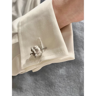 衬衫 中古风铃兰花袖 手作西装 扣复古新中式 纽扣链领口能扣 链万袖