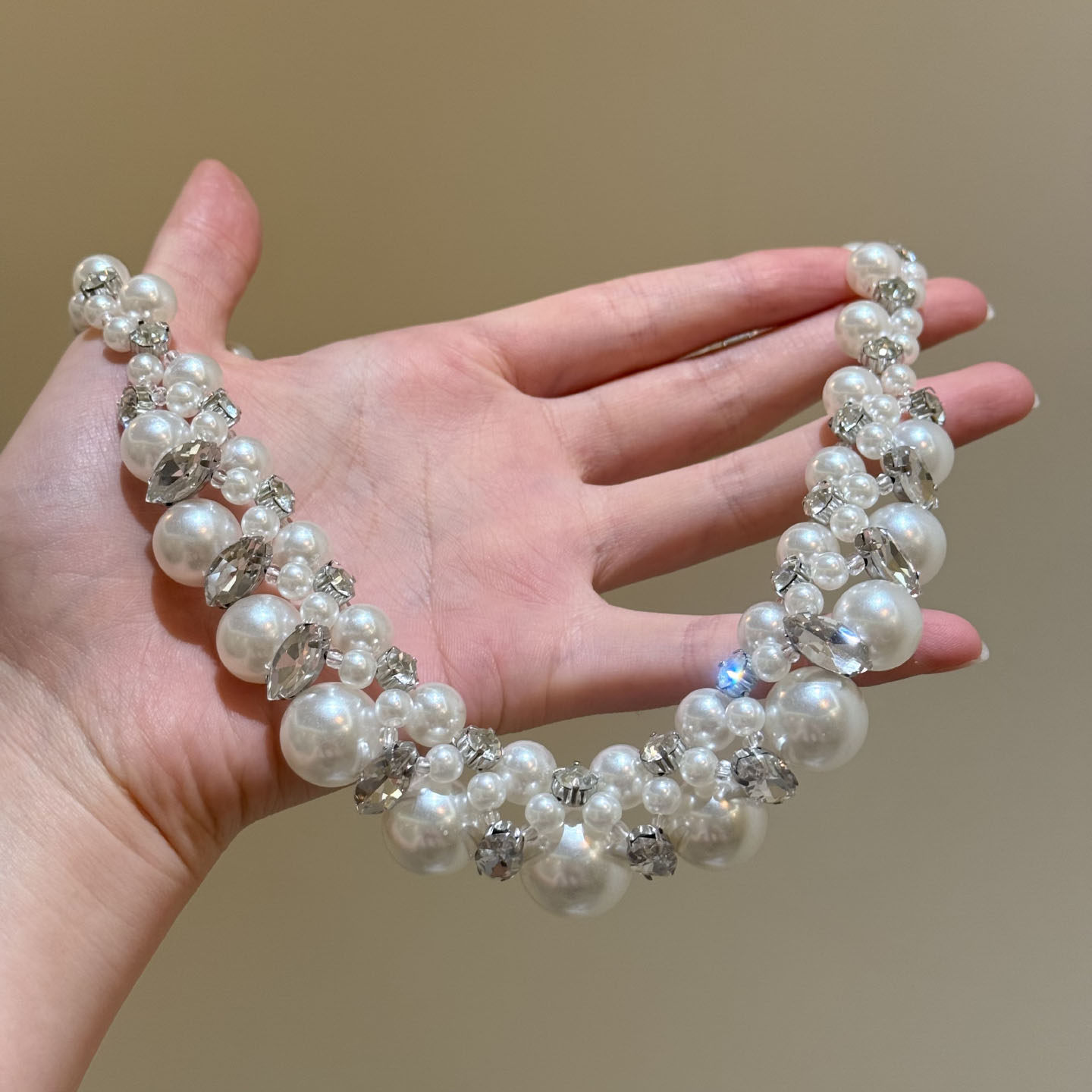 重工复古闪钻珍珠choker项链女宫廷风锁骨链轻奢高级感气质颈链潮