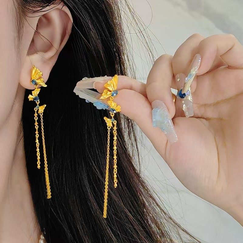 清风谍影新中式金色蝴蝶长款流苏耳钉精致复古高级感气质耳饰女士,模玩/动漫/周边/娃圈三坑/桌游,动漫手表/项链/饰品,淘宝优惠券,粉丝福利购,淘宝优惠卷