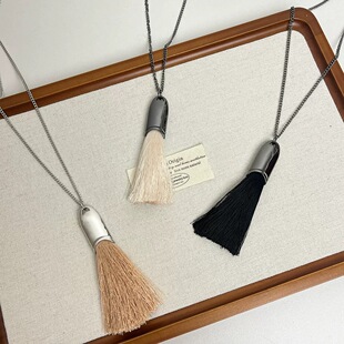 韩国博主车静媛同款毛刷流苏吊坠长款项链女气质时尚百搭挂脖配饰