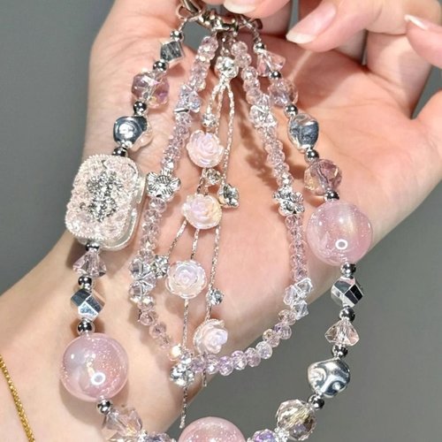 【粉贝星链】夏日氛围感串珠手机链女时尚高端手机挂链小众包挂件