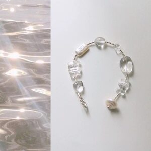 韩式清冷风高级感透明珠串纽扣手链女小众设计感水晶叠戴手链手串