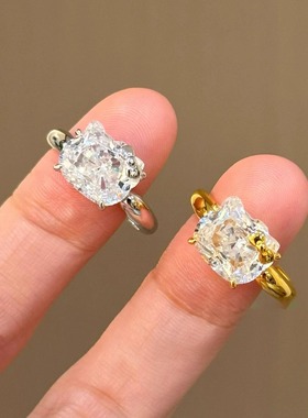 可爱风超闪凯蒂猫戒指女简约精致高级感小众设计时尚气质趣味指环