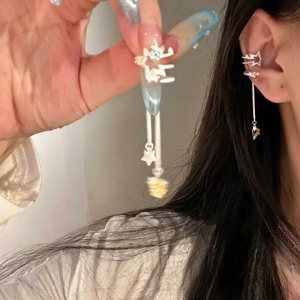 「星落银河」梦幻童话风星星月亮流苏耳坠耳骨夹甜美精致气质耳饰