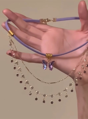 氛围感轻奢香芋紫蝴蝶项链女款2025新款爆款独特小众设计感锁骨链