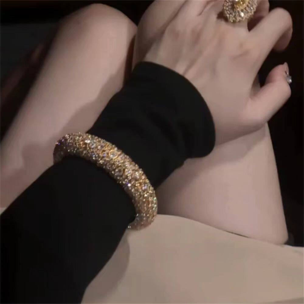 欧美风闪钻夸张开口手镯女轻奢小众高级感手环精致辣妹百搭手饰品