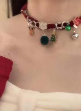 直戳心巴！氛围感圣诞树吊坠choker配饰女秋冬项链气质甜美风项圈