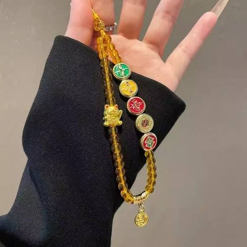 招财合金五路财神手机挂绳手机链挂手腕手提水晶挂链ccd相机挂件