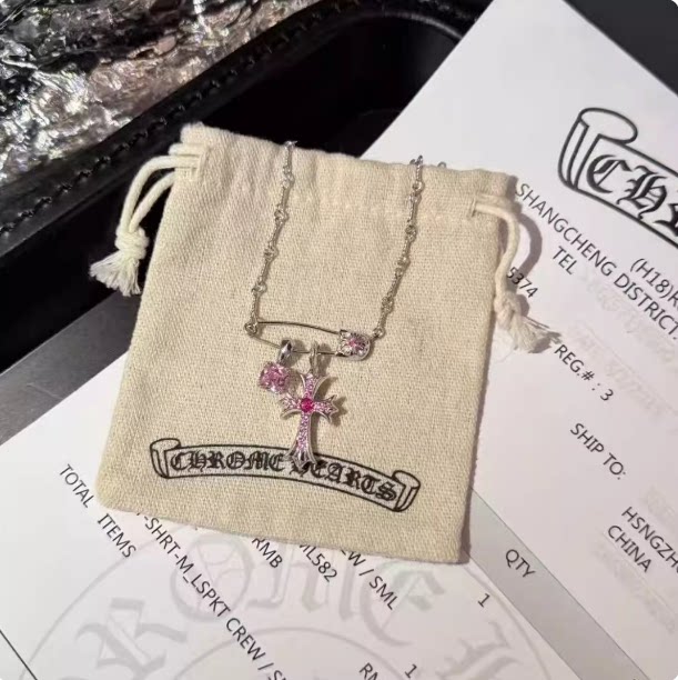 超闪十字架回形针项链女小众轻奢风高级感锁骨链时尚百搭气质颈链