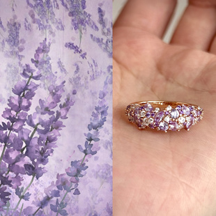 薰衣草~温柔心机紫色满钻戒指2025新款轻奢气质千金高级感开口戒