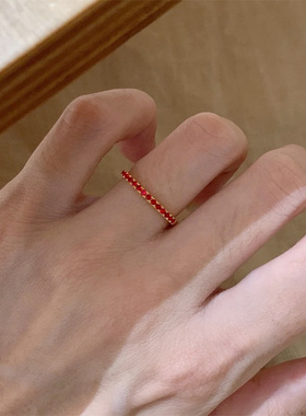 细红超闪小戒指女精致轻奢