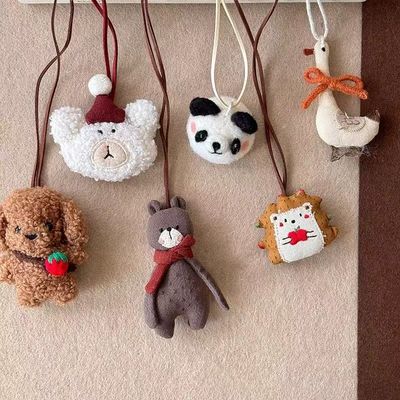 秋冬可爱毛绒绒小动物项链女独特小众设计长款爱心毛衣链挂脖饰品