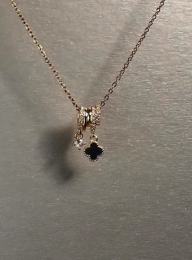 「暮色悸动」中古金色花朵满钻跑环项链复古小香风精致锁骨链女