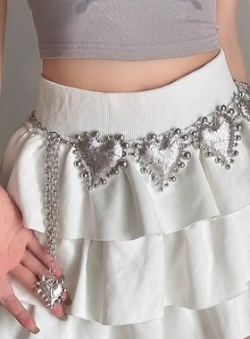 银色爱心腰链2025新款夏季配裙子腰带女高级感配饰ins风金属链条