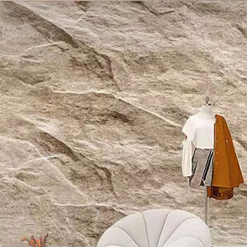 立体岩石墙纸防真工业风石纹肌理石头墙布仿板岩石材星月石壁纸