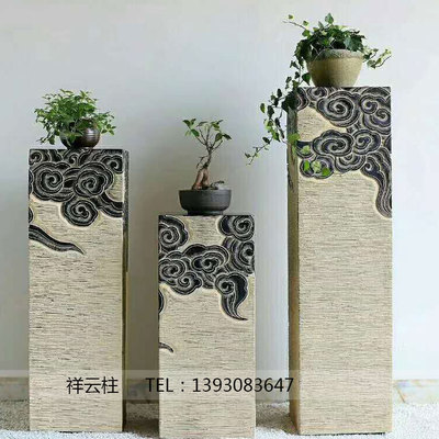 仿古石雕拴马桩大理石柱子落地客居玄关祥云柱装饰青石柱