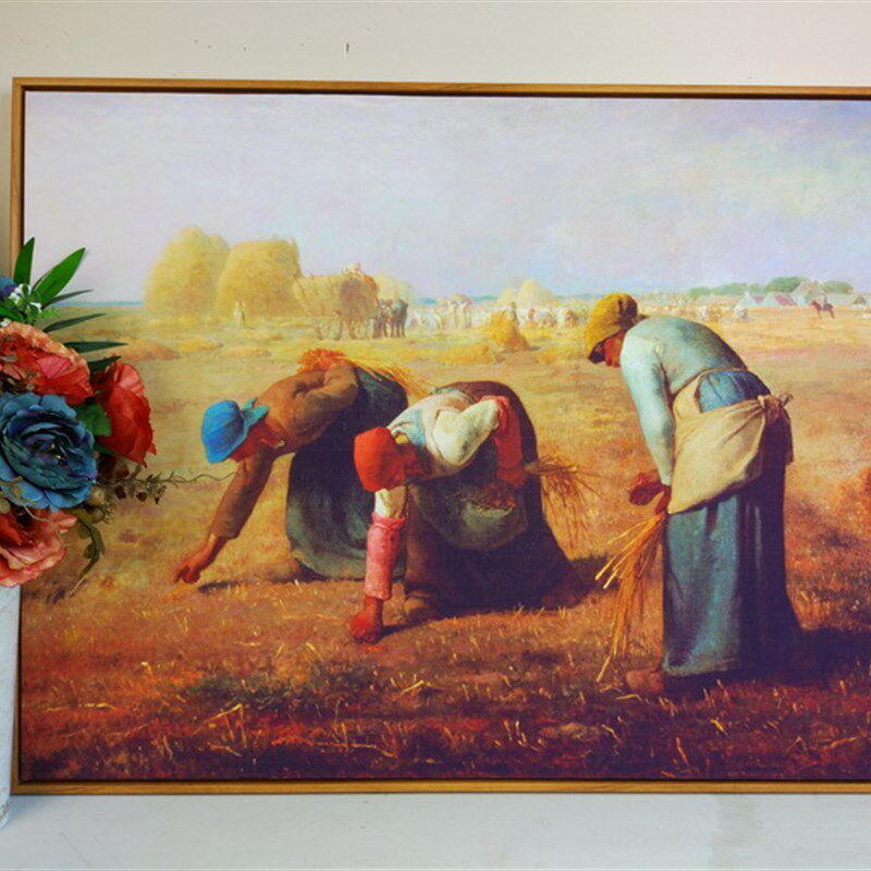 世界名画复制品勒拾穗者油画欧式古典物画饰画酒店挂画