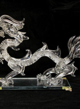 龙摆件白水晶龙商务礼品业新居工艺礼品摆饰十二生肖送领导办公室