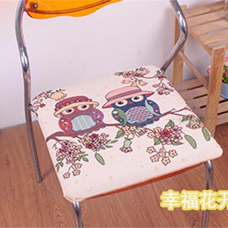 棉麻刺绣记忆棉保健椅垫 慢回弹办公室椅子坐垫 餐椅垫可拆洗