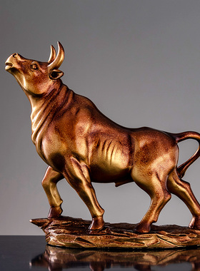 运势如虹金牛摆件牛气冲天财运牛招财摆设华尔街生肖牛新年吉祥物