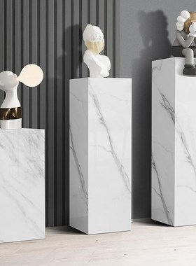 大理石底座客厅石材台立柱墩子玄关落地岩板装饰品雕塑展示台