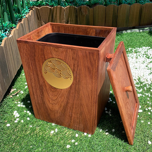 红木垃圾桶刺猬紫檀分类垃圾桶客厅具缅甸梨木垃圾桶带盖