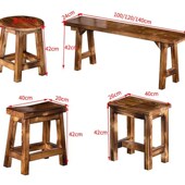 饭店餐桌火烧木碳化实木桌椅快餐店火锅烧烤店早餐小吃店面馆