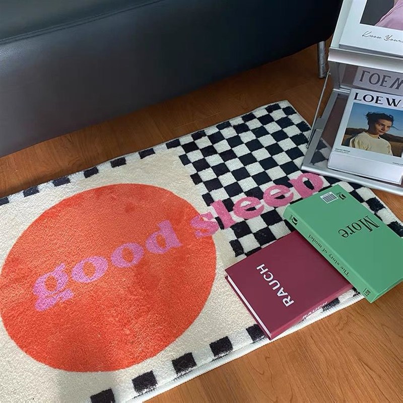 床边毯风棋盘格地毯卧室浴室地垫客厅地毯防滑吸水门口地毯