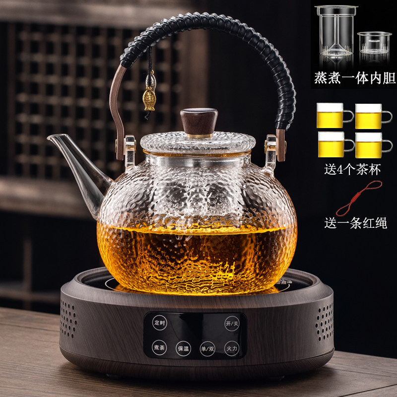 煮茶器蒸煮体茶壶黑晶炉防爆加厚烧水泡茶壶