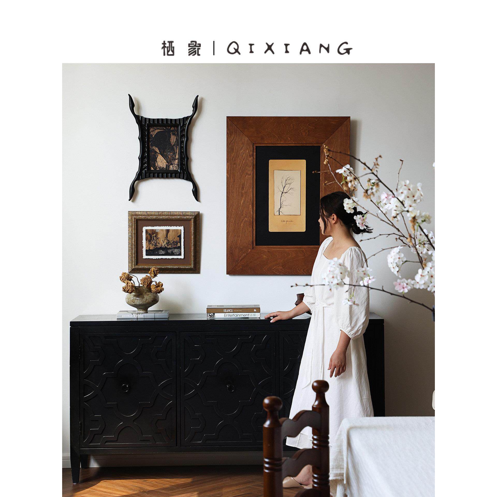 栖象qixiang法式中古装饰画设计师老钱风客厅玄关走廊沙发背挂画