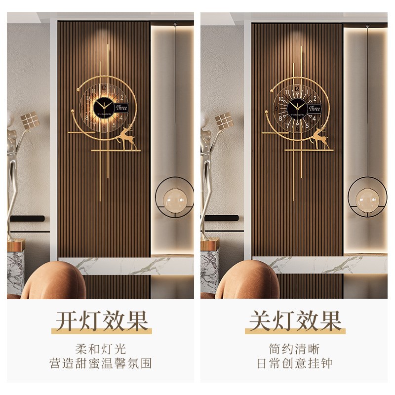 202新款现代简约艺术时尚大气家用钟表挂钟客厅格栅创意时钟壁灯