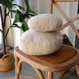 麻本色苎麻棉麻鹅卵石汽车头枕腰枕靠垫子抱枕