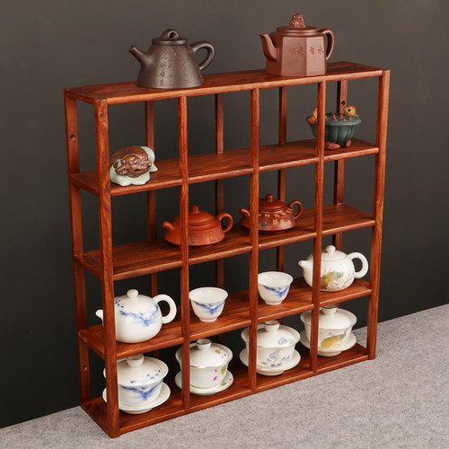 墙上茶杯架实木博古架壁挂式格子架小茶壶架子多宝格茶具架