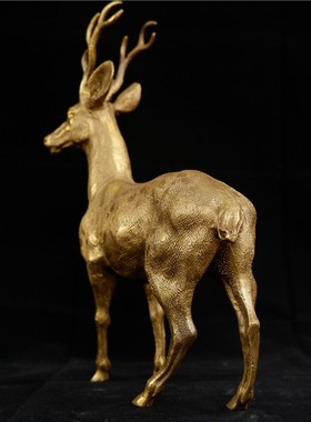 新梅鹿铜工艺品家居客厅玄关酒柜办公室装饰品业礼品