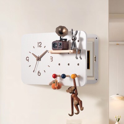 木工小舅 洞洞板电表箱盒遮挡时钟挂画  强配电箱盖板挂钟装饰画