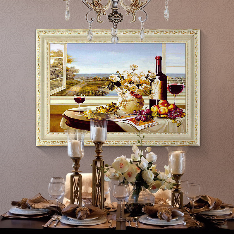 餐厅高端挂画欧式装饰画水果单幅饭厅横版画现代客厅壁画油画