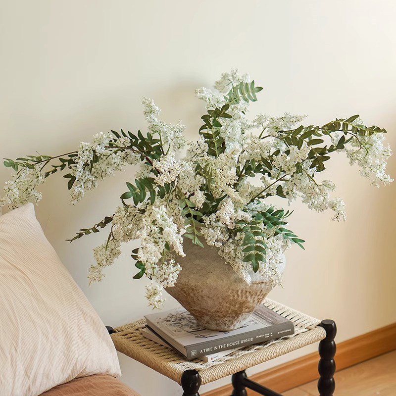 林与/仿真花高级感逼真假花摆设客厅装饰花插花仿生花大枝洋槐