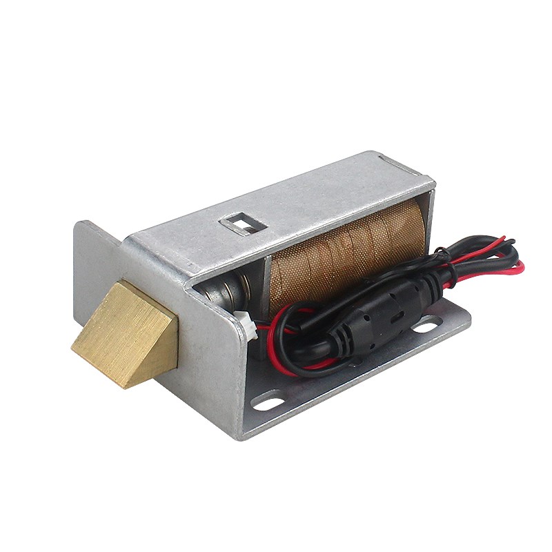 加固骨架电磁锁抽屉电箱机柜插销式电控锁直流斜口电磁铁