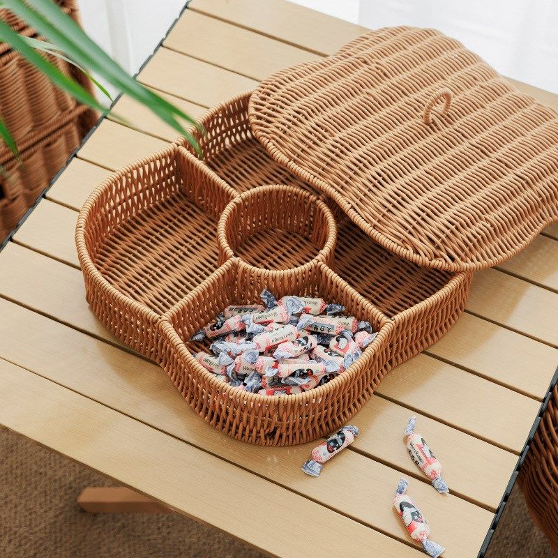 仿藤分格编织篮酒吧水果盘商用茶点零食干果小吃碟点心分格篮,收纳整理,其他收纳篮,淘宝优惠券,粉丝福利购,淘宝优惠卷