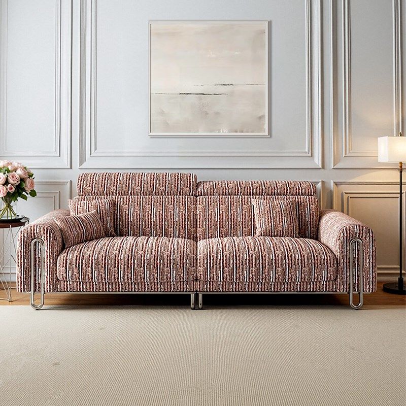 宜沃2025新款法式亚麻金属脚架吟风布艺沙发客厅直排三人位小户型