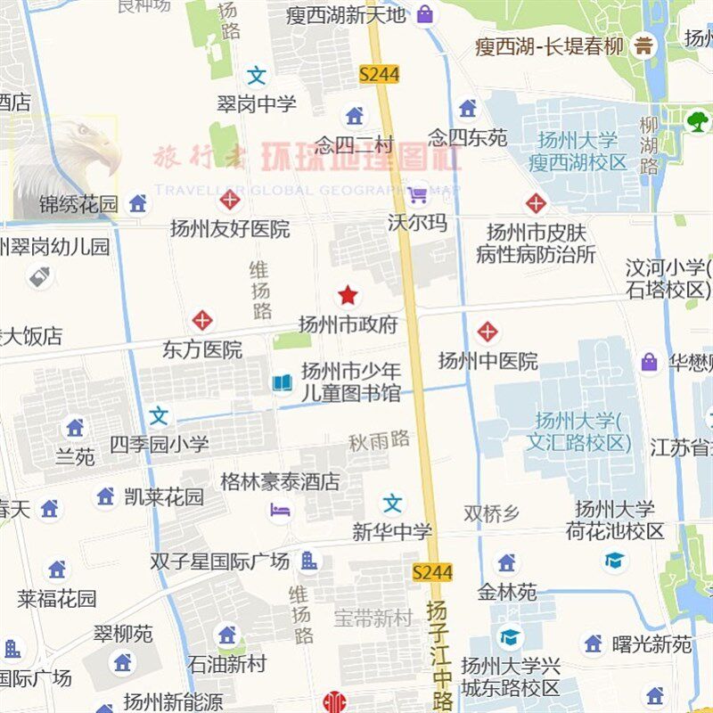超大巨幅 扬州市区地图订制 城市城区海报新装饰画